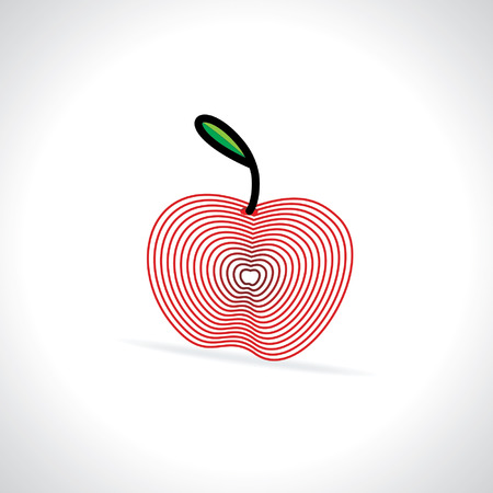 creative apple created with red linesのイラスト素材