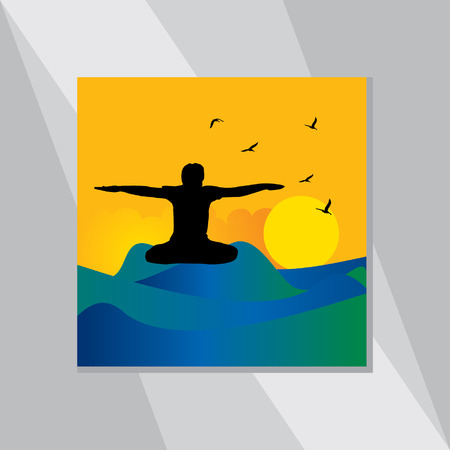 yoga posture over yellow backgroundのイラスト素材