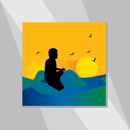 yoga posture over yellow backgroundのイラスト素材