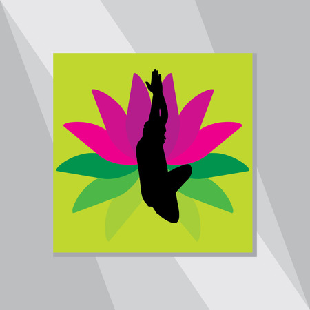 yoga posture over abstract backgroundのイラスト素材