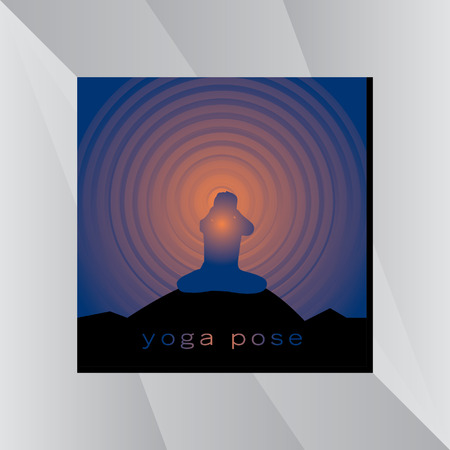 yoga posture over sunset backgroundのイラスト素材