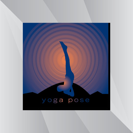 yoga posture over sunset backgroundのイラスト素材