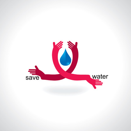 save water concept holding on handのイラスト素材