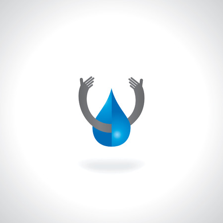 water drop holding with handのイラスト素材