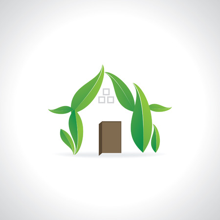 home created with green leafのイラスト素材
