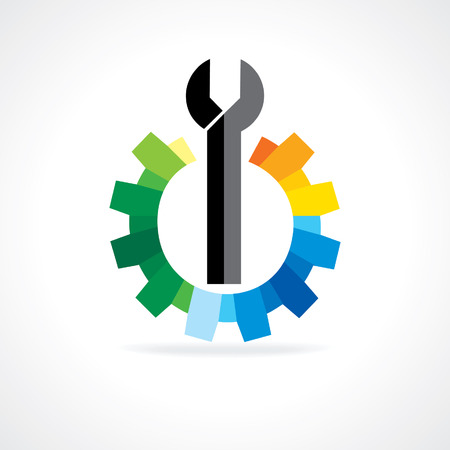 colorful gear with spannerのイラスト素材