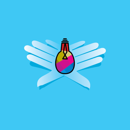 colorful bulb in handのイラスト素材