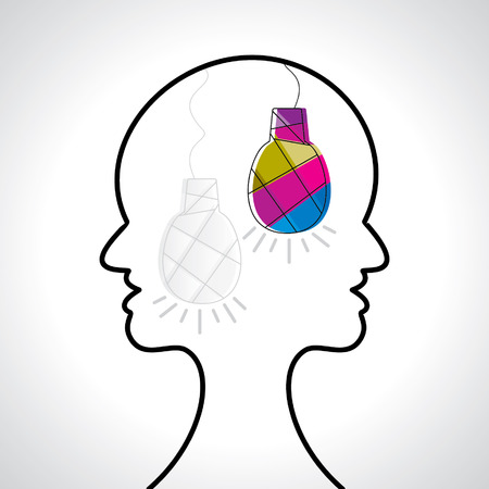 creative bulb in human head idea conceptのイラスト素材