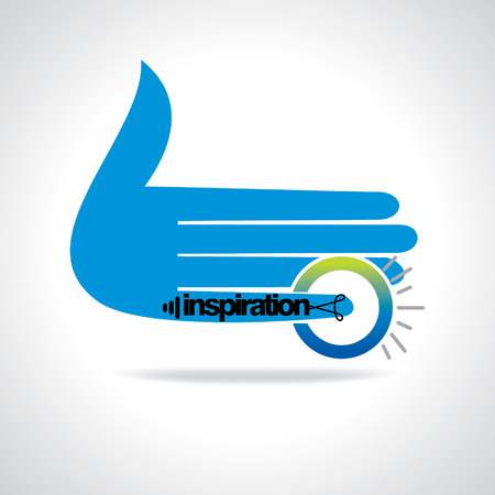 hand finger inspiration with bulbのイラスト素材