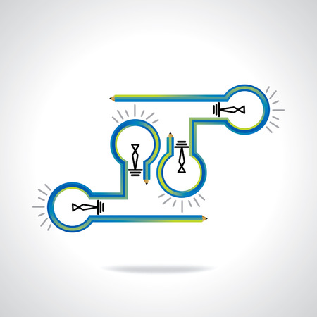 bulb connected creative ideaのイラスト素材