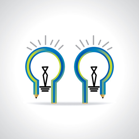 two bulb created with pencilのイラスト素材