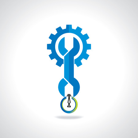 engineering wheel with spanner and bulbのイラスト素材