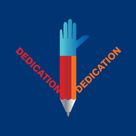 pencil with hands dedication conceptのイラスト素材