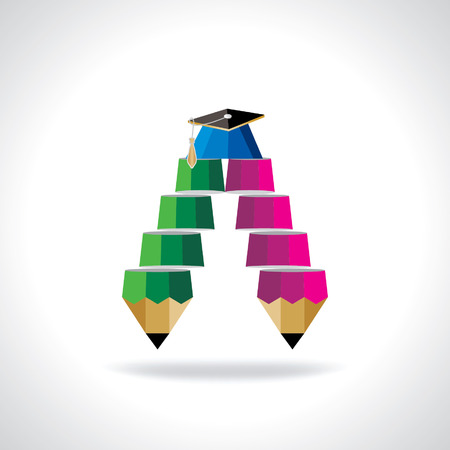 stair making of pencil graduation conceptのイラスト素材