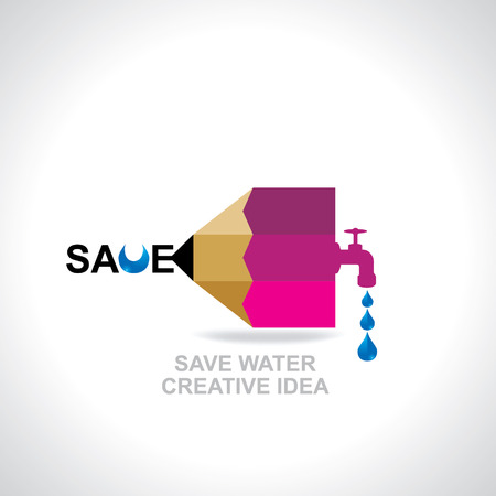 save water concept created with pencilのイラスト素材