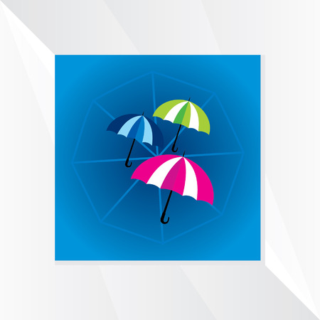 colorful umbrella over blue backgroundのイラスト素材