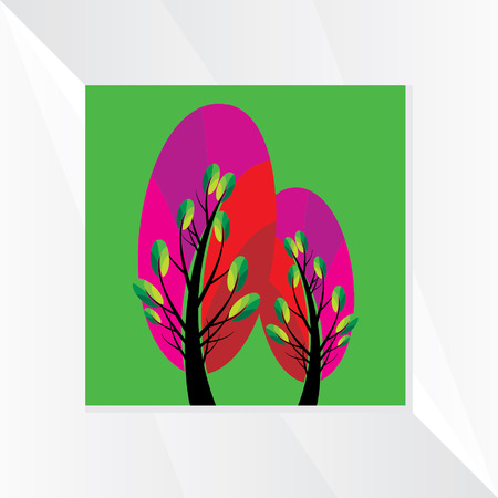 creative tree over colorful leafのイラスト素材