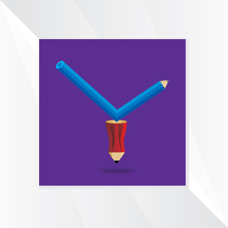 blue pencil top of the red pencil vectorのイラスト素材