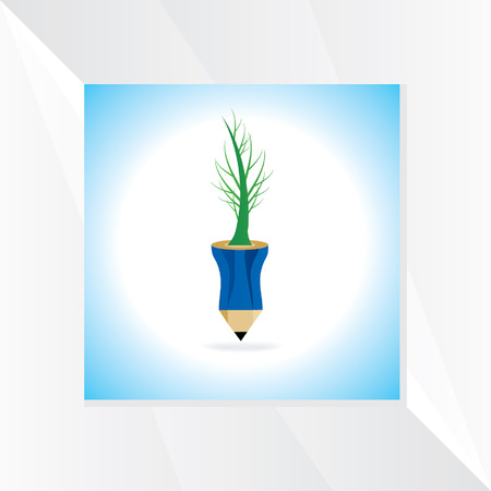 pencil with treeのイラスト素材