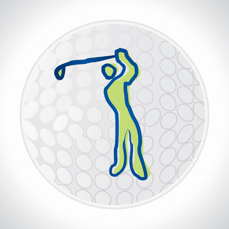 golf stick ball with playerのイラスト素材