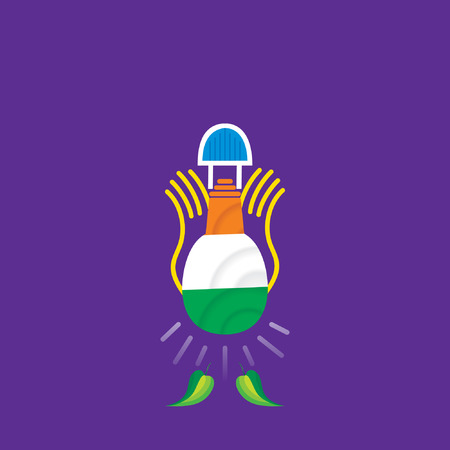 indian flag color in bulb with handsのイラスト素材