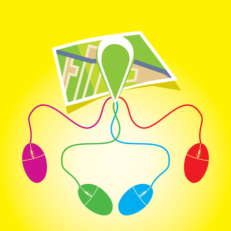 location icon attach with mouse technology conceptのイラスト素材