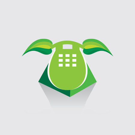 telephone receiver like green leaf eco friendlyのイラスト素材