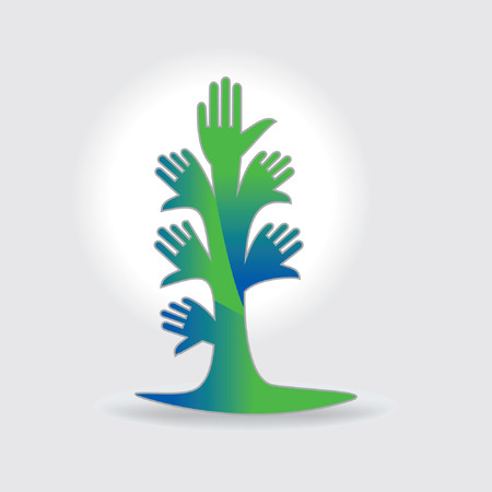 tree of hands green environmentのイラスト素材