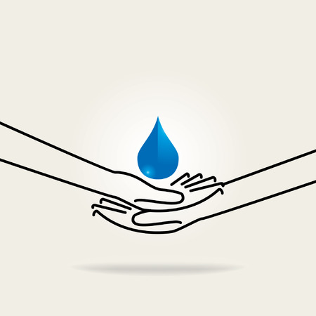 save water concept with hand saving waterのイラスト素材