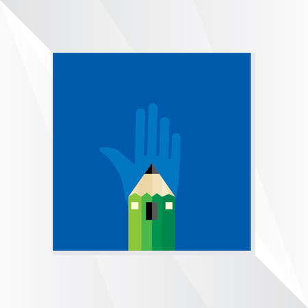 pencil icon with hand vector illustrationのイラスト素材