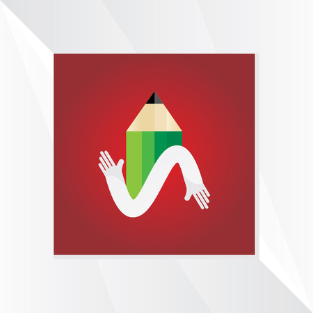 creative pencil with hand vectorのイラスト素材