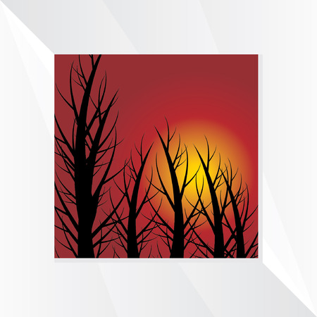 creative tree with sunset concept vectorのイラスト素材