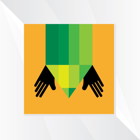 pencil with hand care vectorのイラスト素材