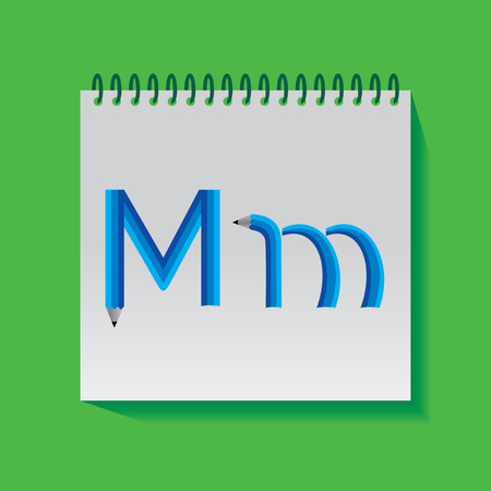 M Alphabet created with pencil vectorのイラスト素材