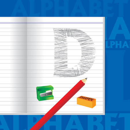 creative D alphabet sketched by pencil school education conceptのイラスト素材