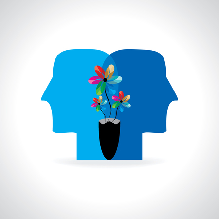 creative human head with flower pot vectorのイラスト素材