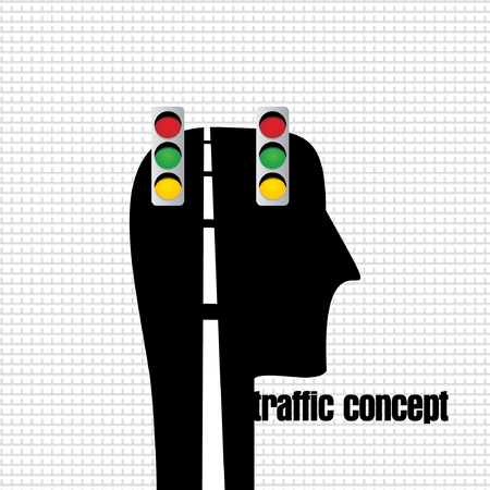 creative human head with traffic signal vectorのイラスト素材