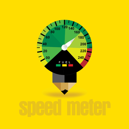 creative speed meter connect pencil vectorのイラスト素材