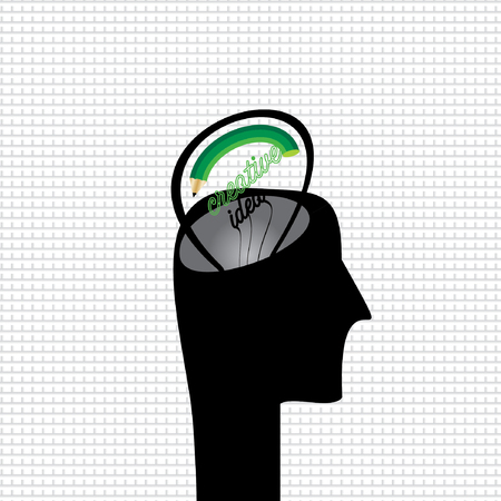 creative human head with bulb idea vectorのイラスト素材