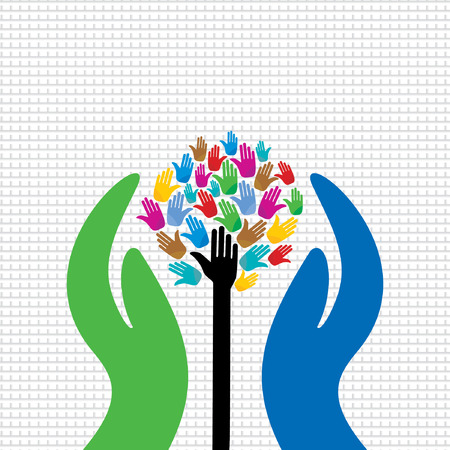 many hand tree care with handのイラスト素材