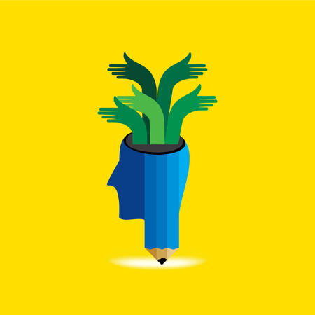 human head with hand vectorのイラスト素材