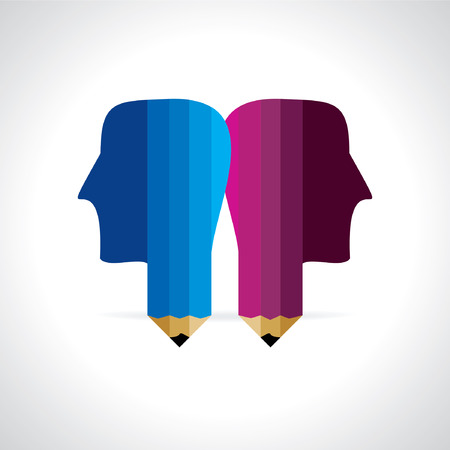 human head with pencil vectorのイラスト素材