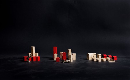 Figures monopoly on black backgroundの写真素材