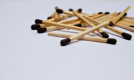 matches on white background aligned to the rightの写真素材