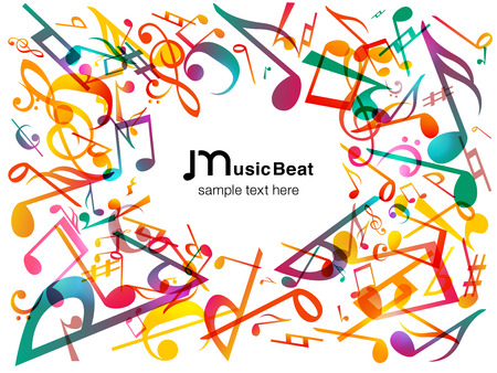 Colorful Music notes. Vector Illustration Abstract white background.のイラスト素材