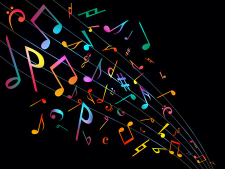 Colorful Music notes. Vector Illustration Abstract white background.のイラスト素材