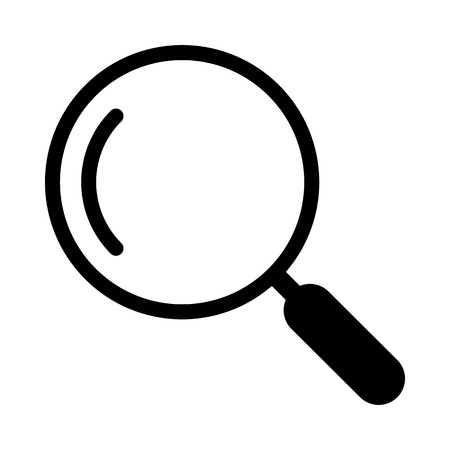 Search or magnifying glass icon in black line flat style vector illustration isolated on white background.のイラスト素材