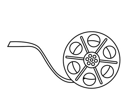 Old movie cinema film reel. Vector Illustration Icon White and Black Isolated Materialのイラスト素材