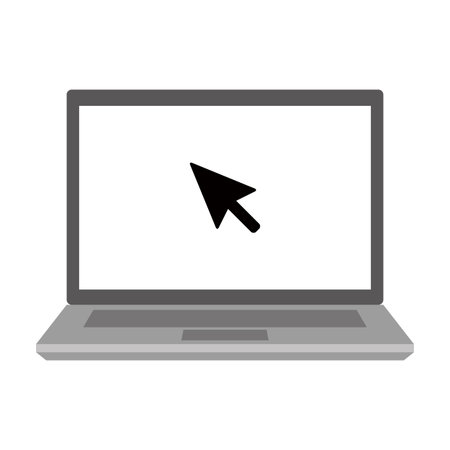 Laptop click cursor black and white icon illustration materialのイラスト素材