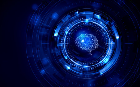 Artificial Intelligence (AI), brain background image material blue color